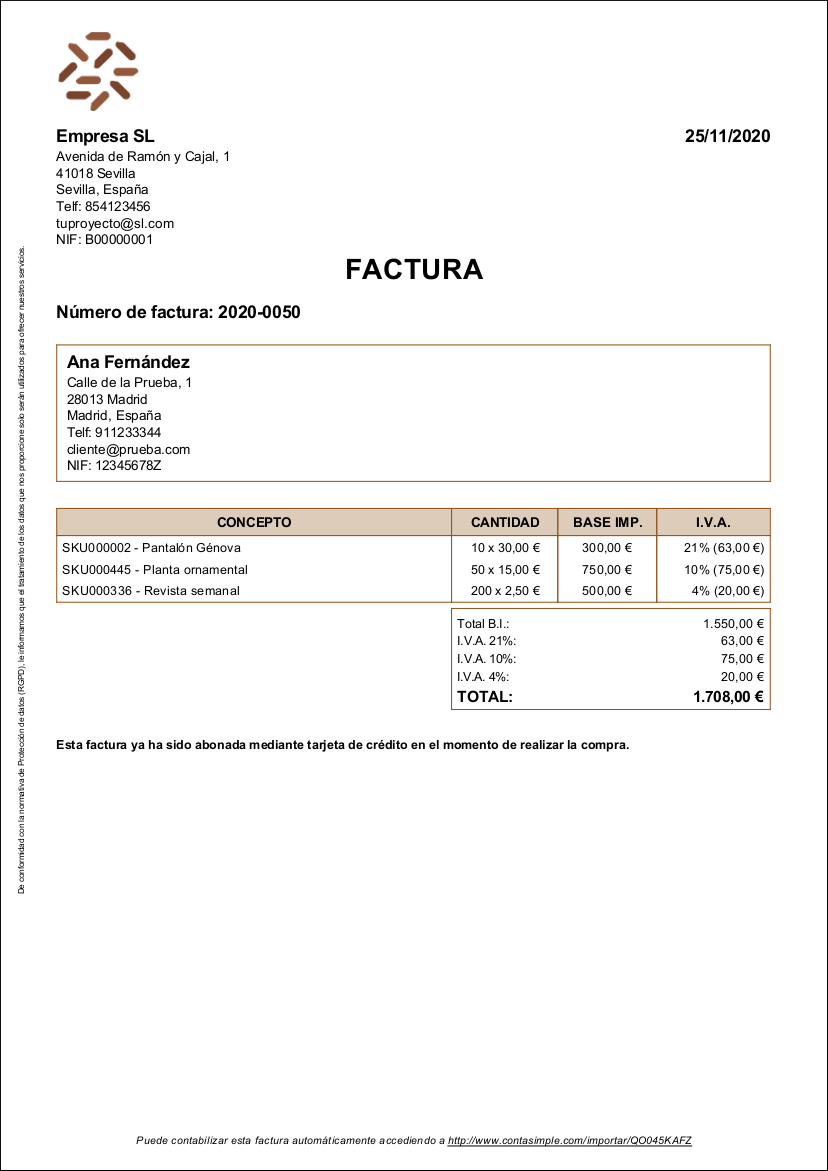 Factura Con Distintos Tipos De Iva Clásica Tradicional Blog Contasimple